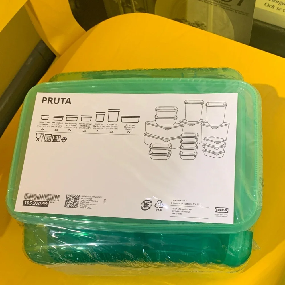IKEA pruta Green Food Storage Container Set new to go leftovers must have new
